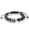 Andrew Charles By Andy Hilfiger Men's Onyx Bead Skull Bolo Bracelet In Stainless Steel (also In Tiger's Eye & White Agate) In Onyx