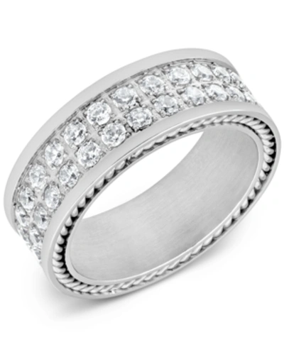 Macy's Men's Cubic Zirconia Band In Stainless Steel