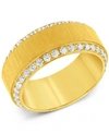 MACY'S MEN'S CUBIC ZIRCONIA TEXTURED BAND IN YELLOW ION-PLATED STAINLESS STEEL
