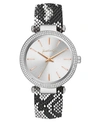 KENDALL + KYLIE WOMEN'S KENDALL + KYLIE BLACK AND WHITE SNAKESKIN STAINLESS STEEL STRAP ANALOG WATCH 40MM