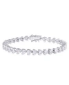 Macy's Cubic Zirconia Heart Link Bracelet In Silver Plate In Silver