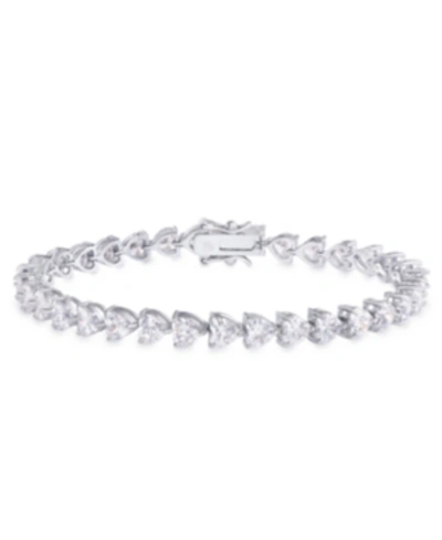 Macy's Cubic Zirconia Heart Link Bracelet In Silver Plate