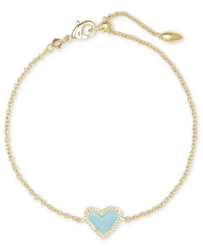 Kendra Scott Gemstone Heart Link Bracelet In Light Blue