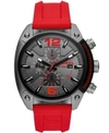 DIESEL OVERFLOW CHRONOGRAPH RED SILICONE WATCH 55MM