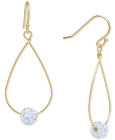 Giani Bernini Pave Crystal Ball On An Open Tear Drop Wire Earrings Set In Sterling Silver. Available In Clear Or G In Yellow Gold