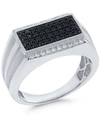 MACY'S MEN'S BLACK & WHITE DIAMOND CLUSTER RING (3/4 CT. T.W.) IN STERLING SILVER