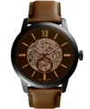 FOSSIL MEN'S TOWNSMAN BROWN LEATHER STRAP WATCH 48MM