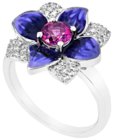 Macy's Women's Topaz Flower Ring In Sterling Silver In Purple
