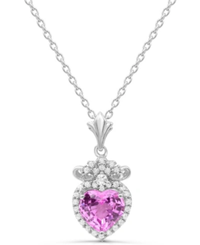 Macy's Women's Pendant Necklace In Sterling Silver In Medium Pink