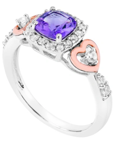 Macy's Amethyst (1 Ct.t.w) 14k Rose Gold Plated Heart Ring In Sterling Silver In Medium Purple
