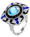 Macy's Women's Blue Topaz (2 1/4 Ct.t.w.) And Enamel Ring In Sterling Silver In Blue