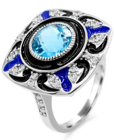 Macy's Women's Blue Topaz (2 1/4 Ct.t.w.) And Enamel Ring In Sterling Silver