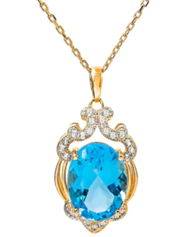 Macy's Blue Topaz (7 Ct. T.w) Pendant Necklace In 14k Gold Plated Sterling Silver