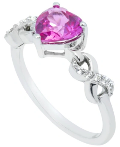 Macy's Women's Heart Infinity Ring In Sterling Silver In Medium Pink