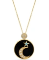 MACY'S WOMEN'S 14K GOLD PLATED CELESTIAL MOON STAR PENDANT NECKLACE MEDALLION IN STERLING SILVER