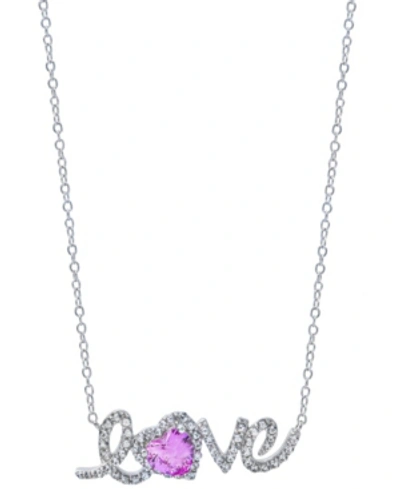 Macy's Women's 'love' Necklace In Sterling Silver In Medium Pink