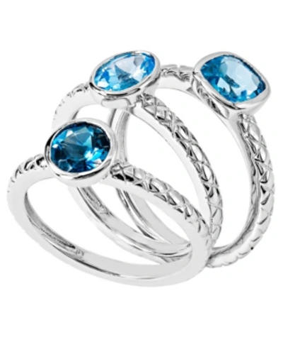 Macy's Women's Stackable Rings In Sterling Silver In Blue