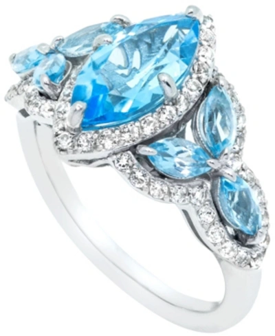 Macy's Blue Topaz (2 5/8 Ct.t.w) Marquise Ring In Sterling Silver
