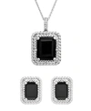 Macy's Onyx And Diamond (1/20 Ct. T.w.) Box Set (pendant & Earrings) In Sterling Silver In Black
