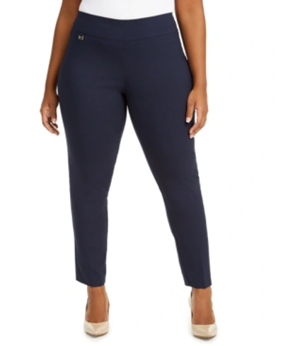 Alfani Plus & Petite Plus Size Tummy-control Pull-on Skinny Pants, Created For Macy's In Modern Navy