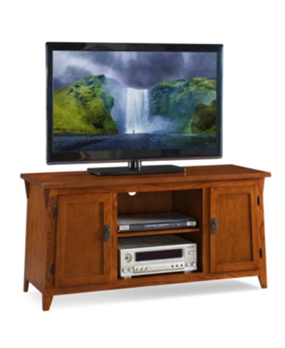 Leick Home Mission Oak Two Door 50" Tv Console With Open Component Bay In Medium Bro