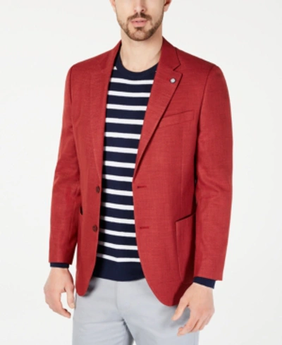 Nautica Notch Lapel Structured Weave Sport Coat In Red