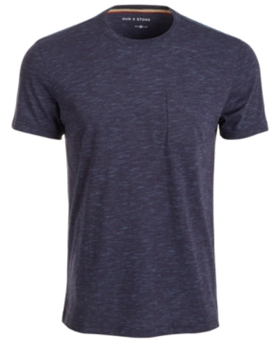 Sun + Stone Men's Danny Contrast Chain Stitch T-shirt, Created For Macy's In Navy