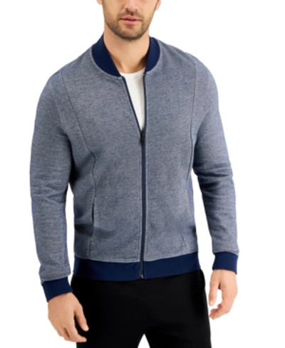 Alfani Men's Zip-front Sweater Jacket, Created For Macy's In Neo Navy