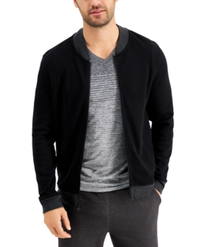 Alfani Men's Zip-front Sweater Jacket, Created For Macy's In Solid Black