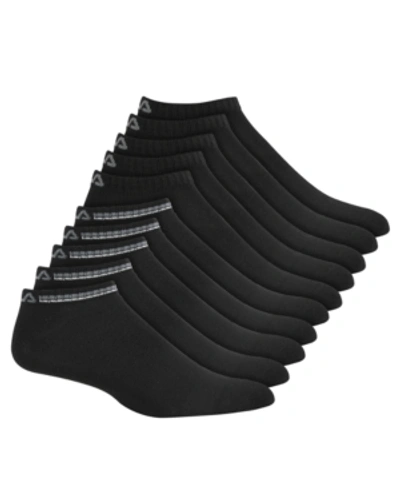 Fila Men's 10-pack Double-stripe No-show Socks In Black