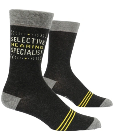 Blue Q Selective Hearing Specialist Men's Crew Socks In Black