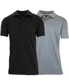 Galaxy By Harvic Men's Tag Less Dry-fit Moisture-wicking Polo Shirt, Pack Of 2 In Gray And Black