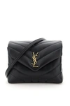 Saint Laurent Loulou Toy Ysl Matelasse Calfskin Envelope Crossbody Bag In Black