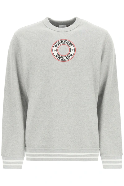 Burberry Crewneck Sweatshirt With Logo Graphics In Grey