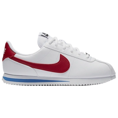 Nike Little Kids Cortez Basic Sl Casual Sneakers From Finish Line In White/varsity Red/varsity Royal