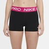 Nike Pro 365 3inch Shorts With Pink Waistband In Black In Black/fireberry/white