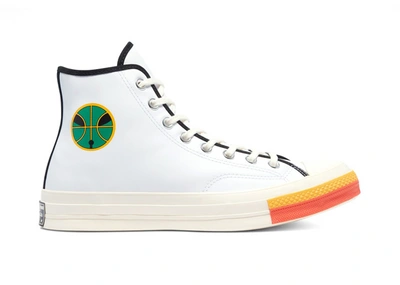 Pre-owned Converse  Chuck Taylor All-star Leather Raygun In White/orange/yellow