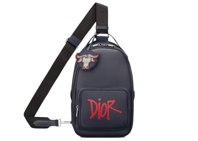 Pre-owned Dior  And Shawn Crossbody Backpack Navy