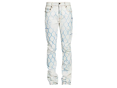 Pre-owned Off-white Fence Bleached Skinny Fit Denim Jeans Bleach/light Blue