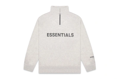 Pre-owned Fear Of God Essentials Half Zip Pullover Sweater Oatmeal/oatmeal Heather/light Heather Oatmeal