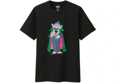 Pre-owned Kaws X Uniqlo X Sesame Street Count Von Count Tee (japanese Sizing) Black