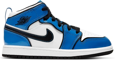 Pre-owned Jordan 1 Mid Signal Blue (ps) In Signal Blue/black-white