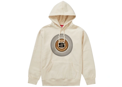 Pre-owned Supreme  Chenille Applique Hooded Sweatshirt Natural