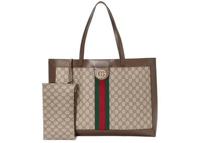 Pre-owned Gucci Ophidia Soft Gg Supreme Medium Tote Beige/ebony