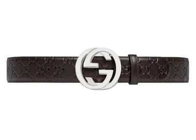 Pre-owned Gucci  Signature Leather Belt Brown