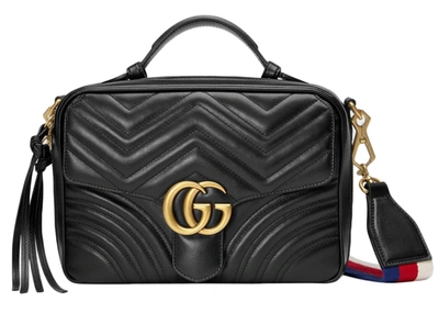 Pre-owned Gucci Gg Marmont Shoulder Bag Matelasse (sylvie Web) Small Black