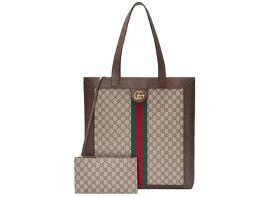 Pre-owned Gucci Ophidia Soft Gg Supreme Large Tote Beige/ebony