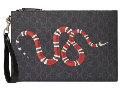 Pre-owned Gucci  Bestiary Pouch With Kingsnake Black