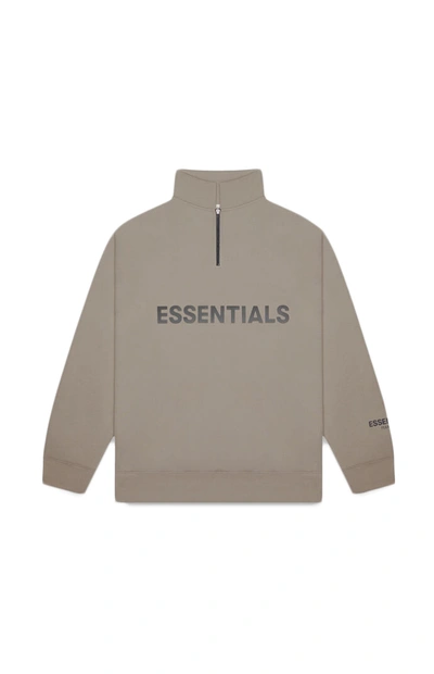 Pre-owned Fear Of God  Essentials Half Zip Pullover Sweater Taupe