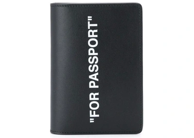 Pre-owned Off-white Quote Passport Holder "for Passport" Black/white